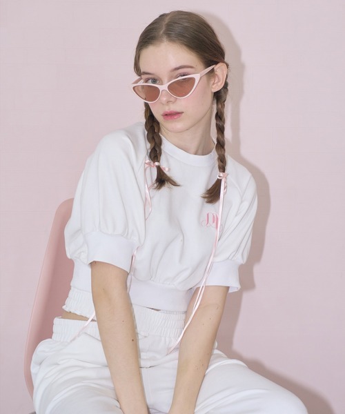 mieya mieya（ミーヤミーヤ）の「【mieya mieya】short sweat pullover/ショートスウェットプルオーバー（スウェット・レディース・ホワイト/ライトグレー・FREE）」の20枚目の写真
