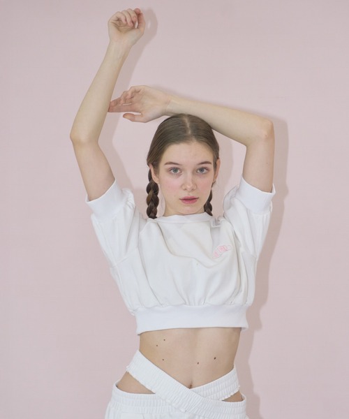 mieya mieya（ミーヤミーヤ）の「【mieya mieya】short sweat pullover/ショートスウェットプルオーバー（スウェット・レディース・ホワイト/ライトグレー・FREE）」の18枚目の写真