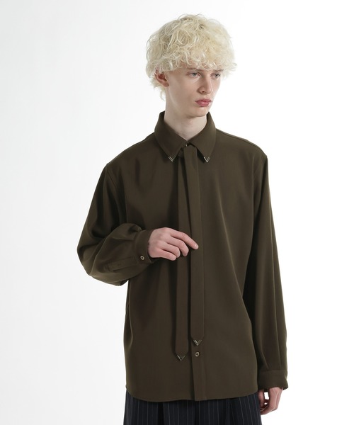 HARE（ハレ）の「【SET UP対応】ドライカルゼボウタイシャツ(HARE)（シャツ/ブラウス・メンズ・ホワイト/ブルー/ブラック/ブラウン・FREE）」の4枚目の写真