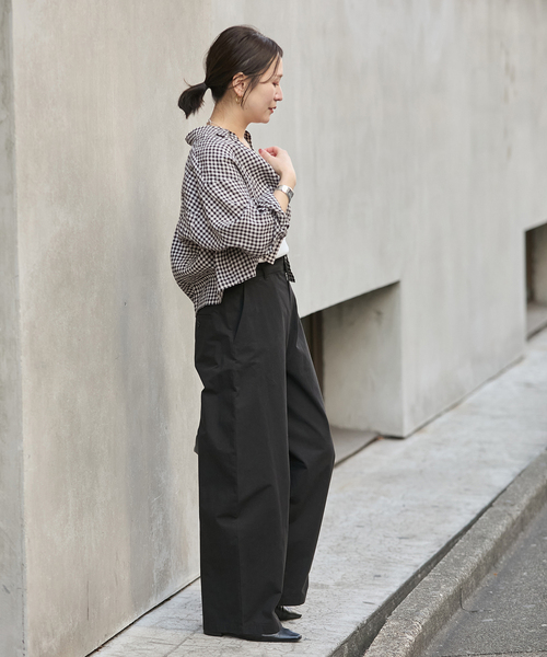 JOURNAL STANDARD(ジャーナルスタンダード)の「ゼフィールクロップドシャツ(シャツ/ブラウス・レディース・ブラウン系その他/イエロー/ブラックミックス・FREE)」の4枚目の写真