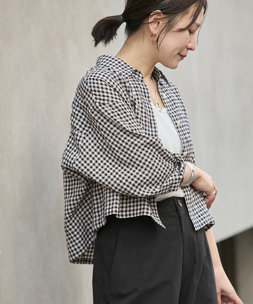 JOURNAL STANDARD(ジャーナルスタンダード)の「ゼフィールクロップドシャツ(シャツ/ブラウス・レディース・ブラウン系その他/イエロー/ブラックミックス・FREE)」の11枚目の写真