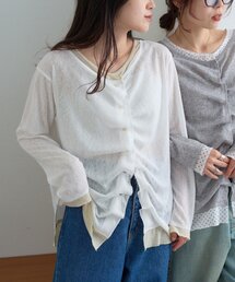 CIAOPANIC TYPY | 【冷房・日焼け対策にも◎】フロントタックレイヤードライクメランジリブシアーカーディガン(カーディガン/ボレロ)