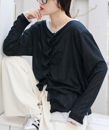 CIAOPANIC TYPY | フロントタックレイヤードライクメランジリブカーデ(Tシャツ/カットソー)