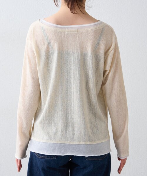 CIAOPANIC TYPY（チャオパニックティピー）の「【冷房・日焼け対策にも◎】フロントタックレイヤードライクメランジリブシアーカーディガン（カーディガン/ボレロ・レディース・ブラック/ベージュ/グレー/イエロー・ONE SIZE）」の22枚目の写真