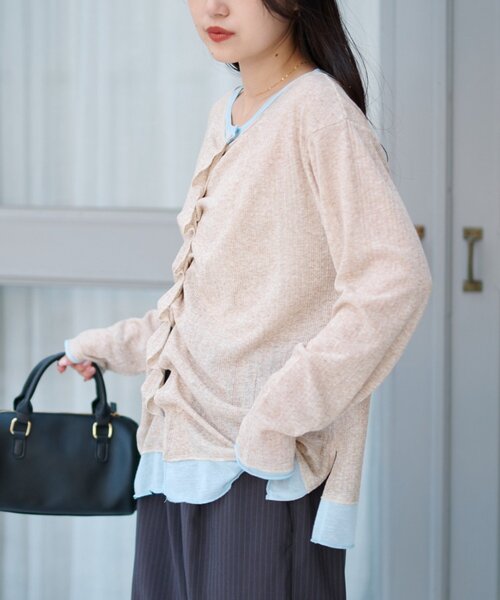 CIAOPANIC TYPY(チャオパニックティピー)の「フロントタックレイヤードライクメランジリブカーデ(Tシャツ/カットソー・レディース・ブラック/ベージュ/グレー/イエロー・ONE SIZE)」の22枚目の写真