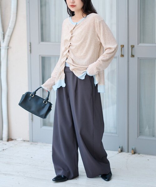 CIAOPANIC TYPY(チャオパニックティピー)の「フロントタックレイヤードライクメランジリブカーデ(Tシャツ/カットソー・レディース・ブラック/ベージュ/グレー/イエロー・ONE SIZE)」の18枚目の写真