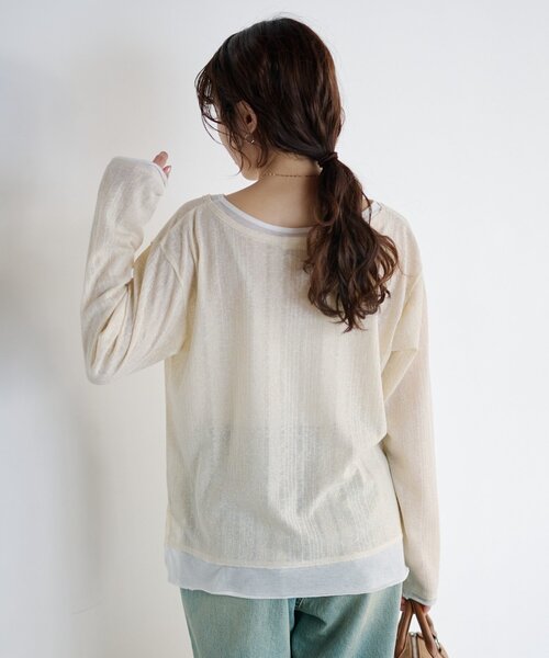 CIAOPANIC TYPY(チャオパニックティピー)の「フロントタックレイヤードライクメランジリブカーデ(Tシャツ/カットソー・レディース・ブラック/ベージュ/グレー/イエロー・ONE SIZE)」の10枚目の写真