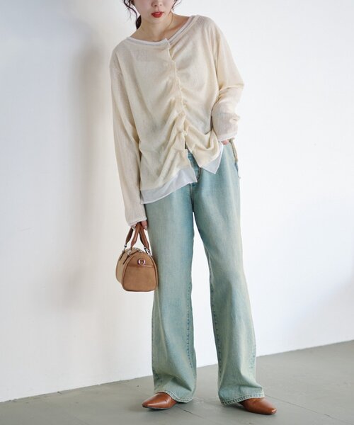 CIAOPANIC TYPY(チャオパニックティピー)の「フロントタックレイヤードライクメランジリブカーデ(Tシャツ/カットソー・レディース・ブラック/ベージュ/グレー/イエロー・ONE SIZE)」の8枚目の写真