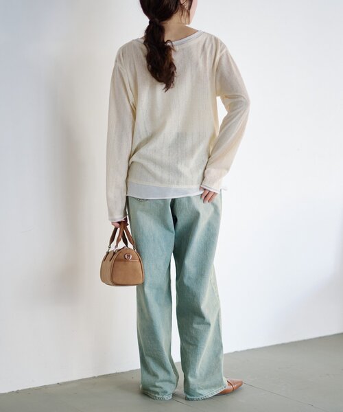 CIAOPANIC TYPY(チャオパニックティピー)の「フロントタックレイヤードライクメランジリブカーデ(Tシャツ/カットソー・レディース・ブラック/ベージュ/グレー/イエロー・ONE SIZE)」の5枚目の写真