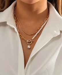 B.I.D.（ビーアイディー）の「《Bz》パール風ビーズ二連ネックレス/ユニセックス(SK)（ネックレス）」