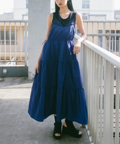 sahara（サハラ）の「【PRE ORDER】Mesh Panel Tiered Dress（ワンピース・レディース・ブルー/ブラック/ライトグリーン・FREE）」の3枚目の写真