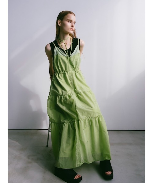 sahara（サハラ）の「【PRE ORDER】Mesh Panel Tiered Dress（ワンピース・レディース・ブルー/ブラック/ライトグリーン・FREE）」の4枚目の写真