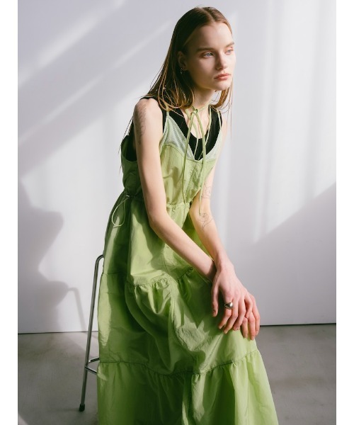 sahara（サハラ）の「【PRE ORDER】Mesh Panel Tiered Dress（ワンピース・レディース・ブルー/ブラック/ライトグリーン・FREE）」の6枚目の写真
