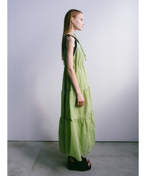 sahara（サハラ）の「【PRE ORDER】Mesh Panel Tiered Dress（ワンピース・レディース・ブルー/ブラック/ライトグリーン・FREE）」の10枚目の写真