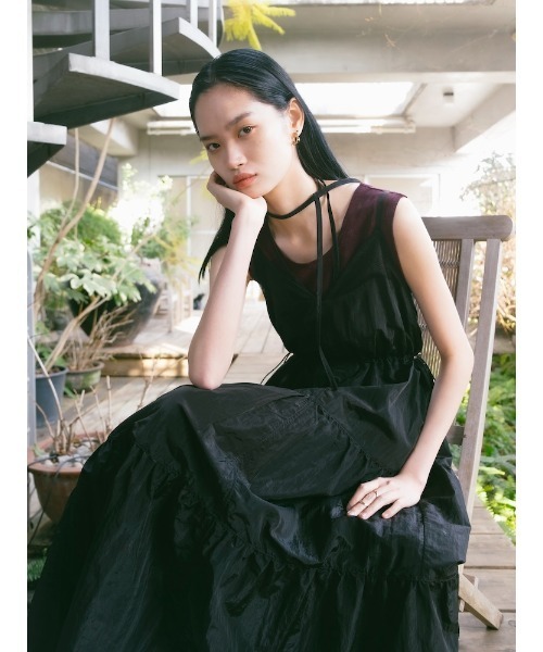 sahara（サハラ）の「【PRE ORDER】Mesh Panel Tiered Dress（ワンピース・レディース・ブルー/ブラック/ライトグリーン・FREE）」の21枚目の写真