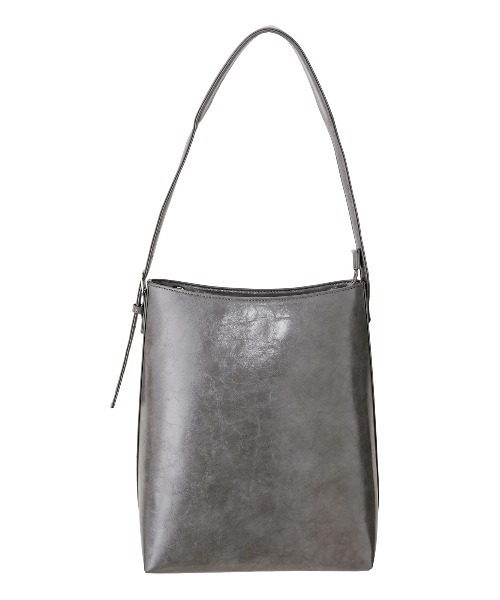 SUIT SQUARE（スーツスクエア）の「縦型ワンショルダーバッグ スムースフェイクレザー（ショルダーバッグ・レディース・ブラック/グレー・F）」の2枚目の写真