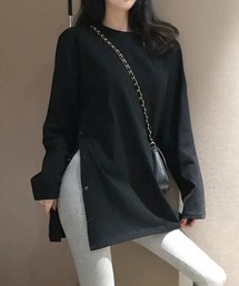 サイドボタンロングスリーブトップス