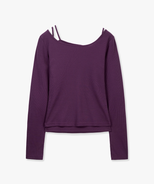 MONGDOL（モンドル）の「[SET] ボートネックレイヤードリブTシャツバイオレット MDTS087VIOLET（Tシャツ/カットソー・レディース・その他・F）」の5枚目の写真