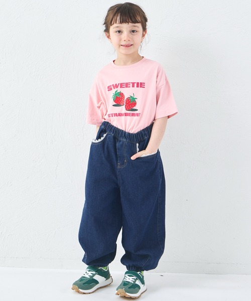pairmanon（ペアマノン）の「ガールズ レース 裾ゴム カーブデニムパンツ（デニムパンツ・キッズ・インディゴブルー/ライトブルー・100/110/120/130/140/150/90）」の18枚目の写真