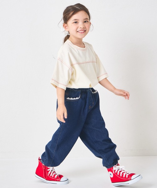 pairmanon（ペアマノン）の「ガールズ レース 裾ゴム カーブデニムパンツ（デニムパンツ・キッズ・インディゴブルー/ライトブルー・100/110/120/130/140/150/90）」の21枚目の写真