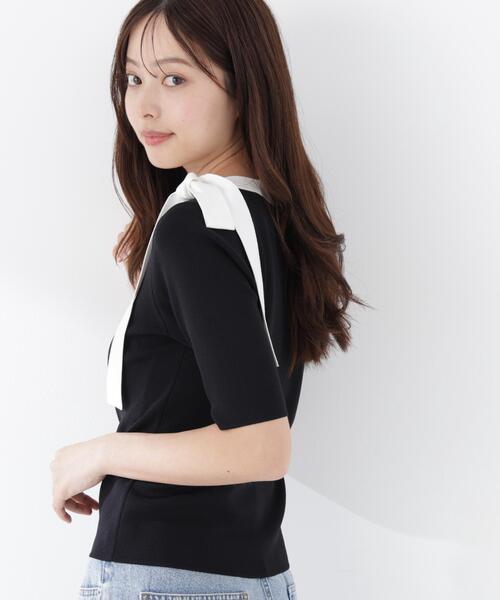 PROPORTION BODY DRESSING（プロポーションボディドレッシング）の「＜UVカット＞サイドリボンニット / 1216170304（ニット/セーター・レディース・ピンク/ホワイト系その他/ブラック系その他・MEDIUM/SMALL）」の5枚目の写真