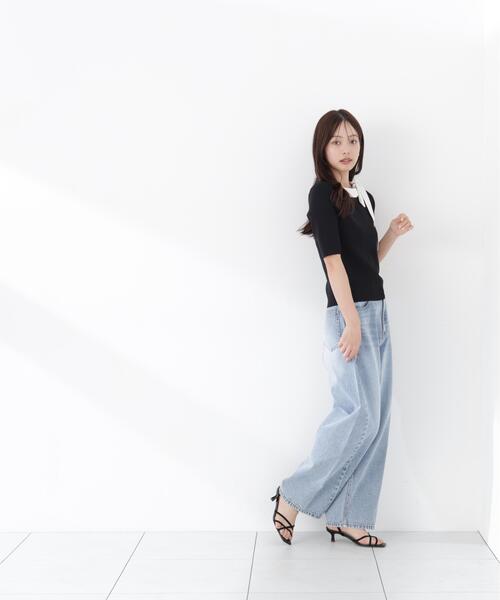 PROPORTION BODY DRESSING（プロポーションボディドレッシング）の「＜UVカット＞サイドリボンニット / 1216170304（ニット/セーター・レディース・ピンク/ホワイト系その他/ブラック系その他・MEDIUM/SMALL）」の7枚目の写真