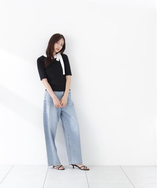 PROPORTION BODY DRESSING（プロポーションボディドレッシング）の「＜UVカット＞サイドリボンニット / 1216170304（ニット/セーター・レディース・ピンク/ホワイト系その他/ブラック系その他・MEDIUM/SMALL）」の8枚目の写真