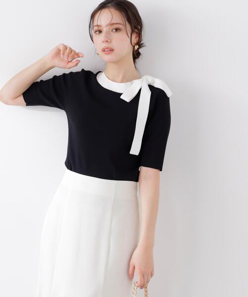 PROPORTION BODY DRESSING（プロポーションボディドレッシング）の「＜UVカット＞サイドリボンニット / 1216170304（ニット/セーター・レディース・ピンク/ホワイト系その他/ブラック系その他・MEDIUM/SMALL）」の10枚目の写真