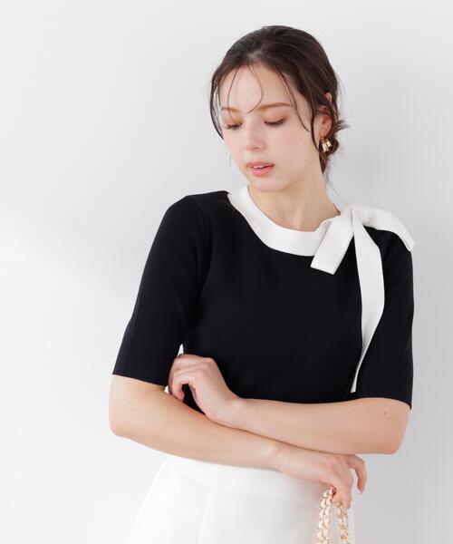 PROPORTION BODY DRESSING（プロポーションボディドレッシング）の「＜UVカット＞サイドリボンニット / 1216170304（ニット/セーター・レディース・ピンク/ホワイト系その他/ブラック系その他・MEDIUM/SMALL）」の11枚目の写真