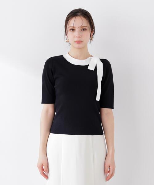 PROPORTION BODY DRESSING（プロポーションボディドレッシング）の「＜UVカット＞サイドリボンニット / 1216170304（ニット/セーター・レディース・ピンク/ホワイト系その他/ブラック系その他・MEDIUM/SMALL）」の14枚目の写真