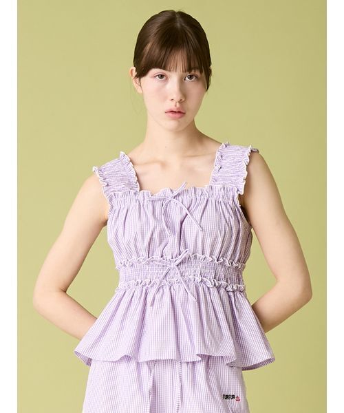 FURFUR（ファーファー）の「【WEB・一部店舗限定カラー】ギンガムチェックシャーリングブラウス（シャツ/ブラウス・レディース・イエロー/ラベンダー/レッド/ブルー/ブラック・F）」の14枚目の写真