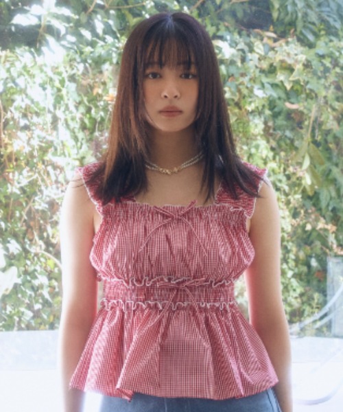 FURFUR（ファーファー）の「【WEB・一部店舗限定カラー】ギンガムチェックシャーリングブラウス（シャツ/ブラウス・レディース・イエロー/ラベンダー/レッド/ブルー/ブラック・F）」の5枚目の写真