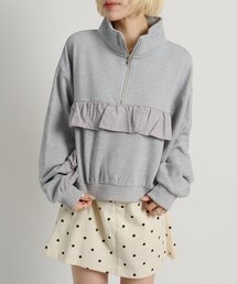 w closet | ハーフジップフリルスウェット(Tシャツ/カットソー)