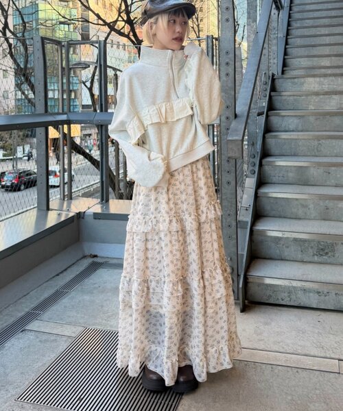 w closet（ダブルクローゼット）の「ハーフジップフリルスウェット（Tシャツ/カットソー・レディース・アイボリー/グレー/ピンク・FREE）」の8枚目の写真