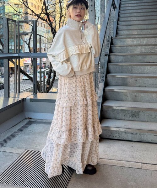 w closet（ダブルクローゼット）の「ハーフジップフリルスウェット（Tシャツ/カットソー・レディース・アイボリー/グレー/ピンク・FREE）」の11枚目の写真