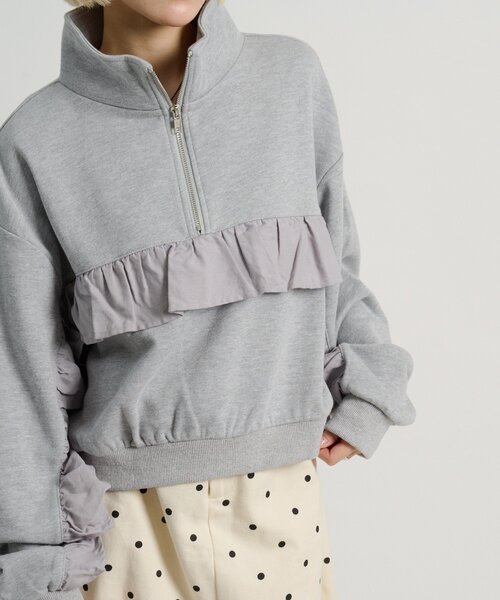 w closet（ダブルクローゼット）の「ハーフジップフリルスウェット（Tシャツ/カットソー・レディース・アイボリー/グレー/ピンク・FREE）」の16枚目の写真