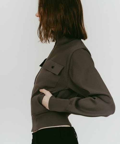 Knuth Marf(クヌースマーフ)の「pocket zip up knit(ニット/セーター・レディース・ベージュ/グレー・FREE)」の5枚目の写真