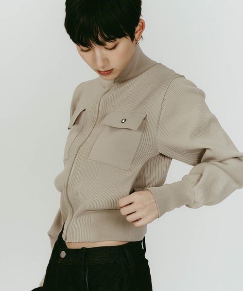 Knuth Marf(クヌースマーフ)の「pocket zip up knit(ニット/セーター・レディース・ベージュ/グレー・FREE)」の15枚目の写真