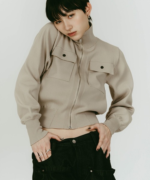 Knuth Marf(クヌースマーフ)の「pocket zip up knit(ニット/セーター・レディース・ベージュ/グレー・FREE)」の16枚目の写真