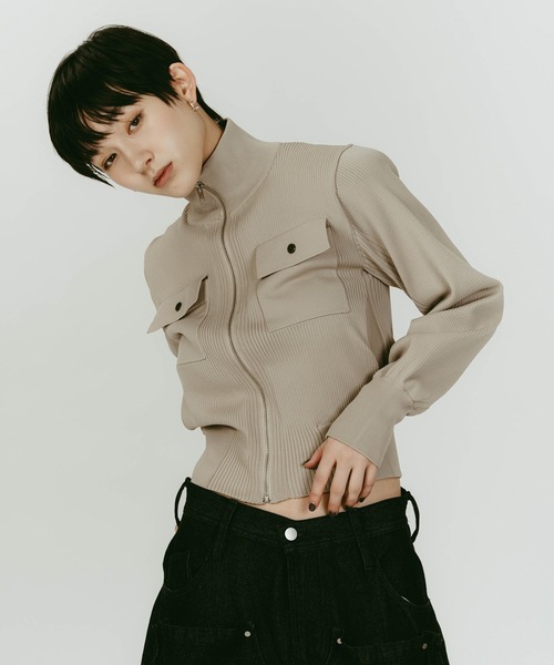Knuth Marf(クヌースマーフ)の「pocket zip up knit(ニット/セーター・レディース・ベージュ/グレー・FREE)」の21枚目の写真