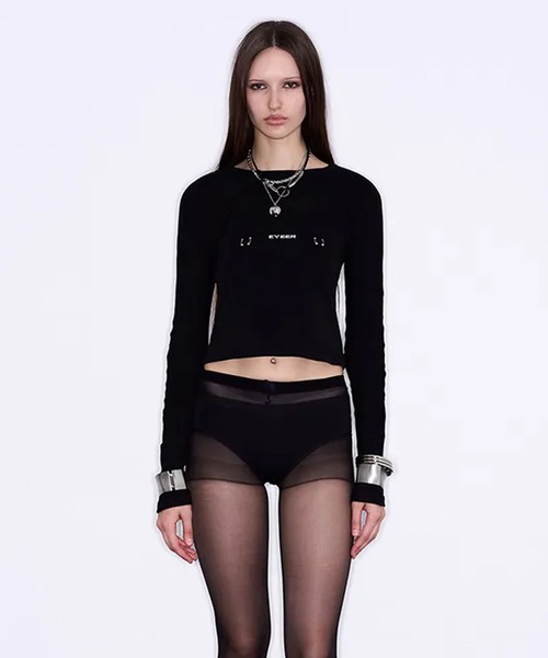 EYEER（イワイイアル）の「◇EYEER◇ブランド直輸入正規品/ピアス ロング スリーブ Tシャツ PIERCING LONG SLEEVE TEE（Tシャツ/カットソー・レディース・ホワイト/ブラック・S）」の6枚目の写真
