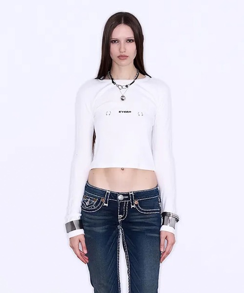 EYEER（イワイイアル）の「◇EYEER◇ブランド直輸入正規品/ピアス ロング スリーブ Tシャツ PIERCING LONG SLEEVE TEE（Tシャツ/カットソー・レディース・ホワイト/ブラック・S）」の12枚目の写真