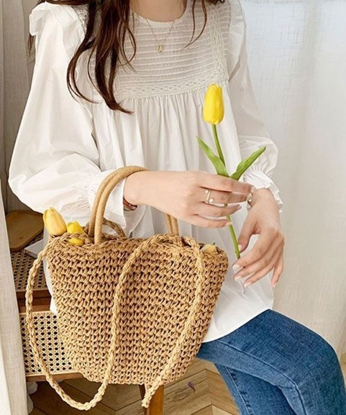SallyLunn(サリーラン)の「レースヨークギャザーブラウス(シャツ/ブラウス・レディース・ホワイト/グリーン/ブラック・MEDIUM/LARGE)」の7枚目の写真