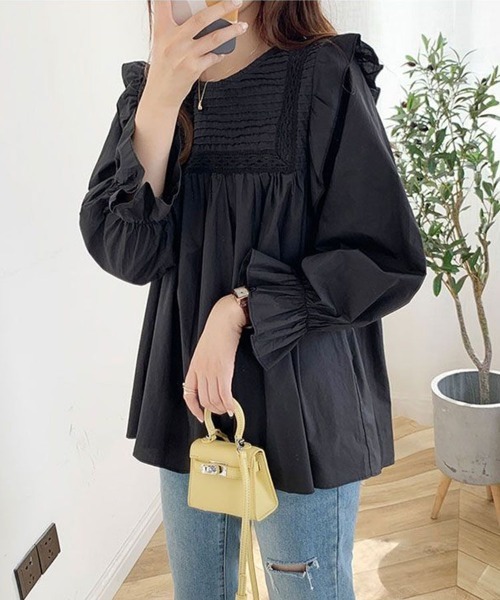 SallyLunn(サリーラン)の「レースヨークギャザーブラウス(シャツ/ブラウス・レディース・ホワイト/グリーン/ブラック・MEDIUM/LARGE)」の13枚目の写真