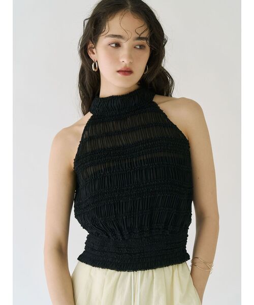 LAGUNAMOON(ラグナムーン)の「ボウタイシャーリングブラウス 【夏服】【シアートップス】(シャツ/ブラウス・レディース・ホワイト/ブラック/グリーン・FREE)」の5枚目の写真