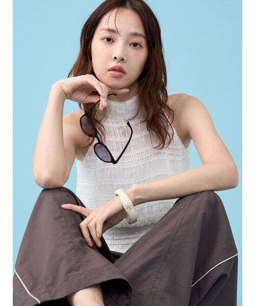 LAGUNAMOON(ラグナムーン)の「ボウタイシャーリングブラウス 【夏服】【シアートップス】(シャツ/ブラウス・レディース・ホワイト/ブラック/グリーン・FREE)」の8枚目の写真