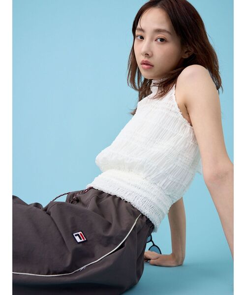 LAGUNAMOON(ラグナムーン)の「ボウタイシャーリングブラウス 【夏服】【シアートップス】(シャツ/ブラウス・レディース・ホワイト/ブラック/グリーン・FREE)」の9枚目の写真