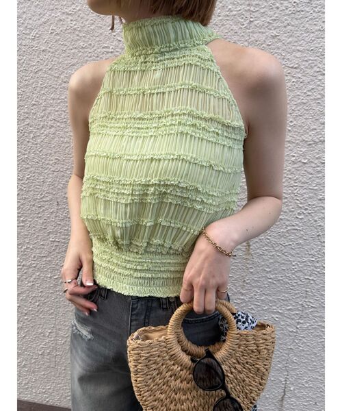 LAGUNAMOON（ラグナムーン）の「ボウタイシャーリングブラウス（シャツ/ブラウス・レディース・ホワイト/ブラック/グリーン・FREE）」の12枚目の写真