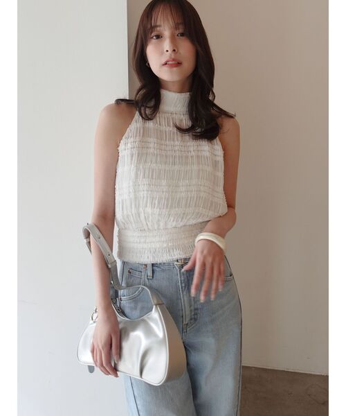 LAGUNAMOON（ラグナムーン）の「ボウタイシャーリングブラウス（シャツ/ブラウス・レディース・ホワイト/ブラック/グリーン・FREE）」の7枚目の写真