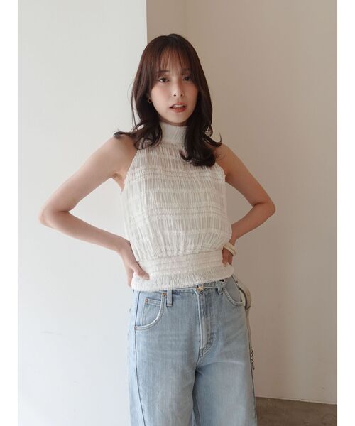 LAGUNAMOON（ラグナムーン）の「ボウタイシャーリングブラウス（シャツ/ブラウス・レディース・ホワイト/ブラック/グリーン・FREE）」の6枚目の写真